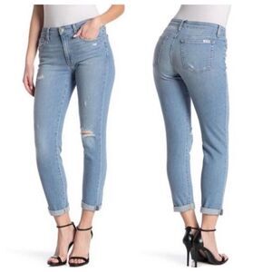 Joe's Jeans Boyfriend Slim Ankle Jeans Distressed Faded Manila Blue Stretch Size